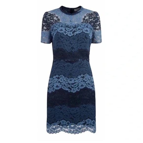 Sandro Dresses & Skirts - Authentic SANDRO Paris Blue Rebecca Tonal Stripe Lace Dress, size 2